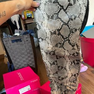 Over the knee snake print heeled boot size 9.